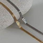 Hasır İsim Çift Bileklik /925 Gümüş