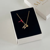 Taşlı Harf-Kalp Detay Kolye / 925 Gümüş