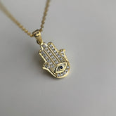Taşlı Göz Hamsa / 925 Gümüş