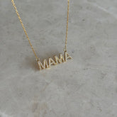 Taşlı Mama Yazılı Kolye / 925 Gümüş
