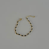 Siyah Dikdörtgen Kristal Bileklik / 925 Gümüş