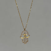 Taşlı Hamsa Kolye / 925 Gümüş