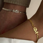 XXL Gurmet Zincir İkili Harfli Bileklik /925 Gümüş