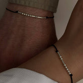 İpli Mors Alfabe Çift Bileklik / 925 Gümüş