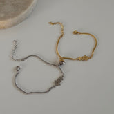 Mıknatıs-Harf-Puzzle Çift Bileklik/925 Gümüş