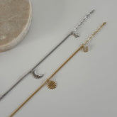 Ay-Güneş Harfli Çift Bilekliği/925 Gümüş