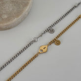 Kalp-Anahtar-Harf Çift Bileklik / 925 Gümüş