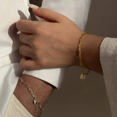 Zincir Harf Çift Bileklik / 925 Gümüş