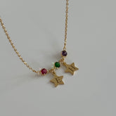 Üçlü Doğum Taşı-İki Harf Kolye/925 Gümüş