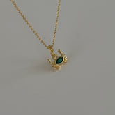 Zümrüt Yeşili Kristal Yengeç Kolye /925 Gümüş