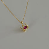 Mor Kristal Yengeç Kolye / 925 Gümüş