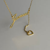 İsim-Boş Kalp Sembol Kolye/925 Gümüş