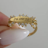 İstediğini Yazdır Taşlı Plaka Yüzük /925 Gümüş