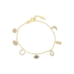 Zirkon Charm Bileklik / 925 Gümüş