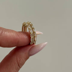 Üç Şerit Taşlı-Baget Yüzük