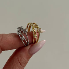 Karışık Kristal Kalın Yüzük