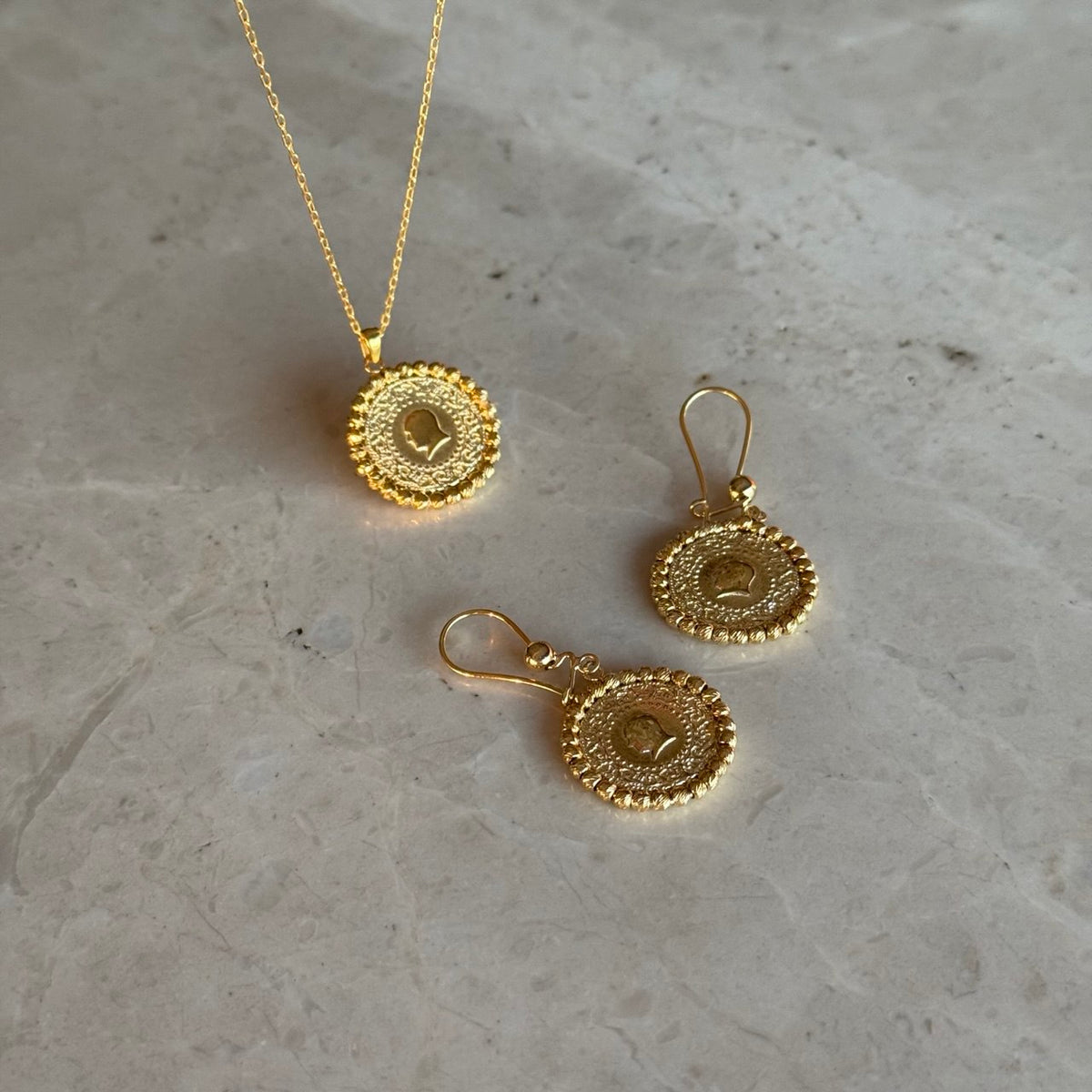Çeyreklik Küpe Ve Kolye Set /925 Gümüş