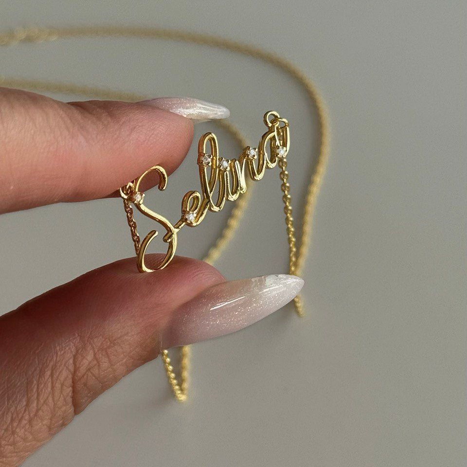 Taşlı İsim Kolye / 925 Gümüş