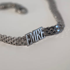 Hasır İsim Çift Bileklik /925 Gümüş