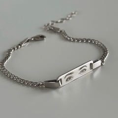 Göz Çizim Çift Bileklik /925 Gümüş