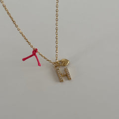 Taşlı Harf-Kalp Detay Kolye / 925 Gümüş