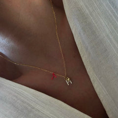 Taşlı Harf-Kalp Detay Kolye / 925 Gümüş