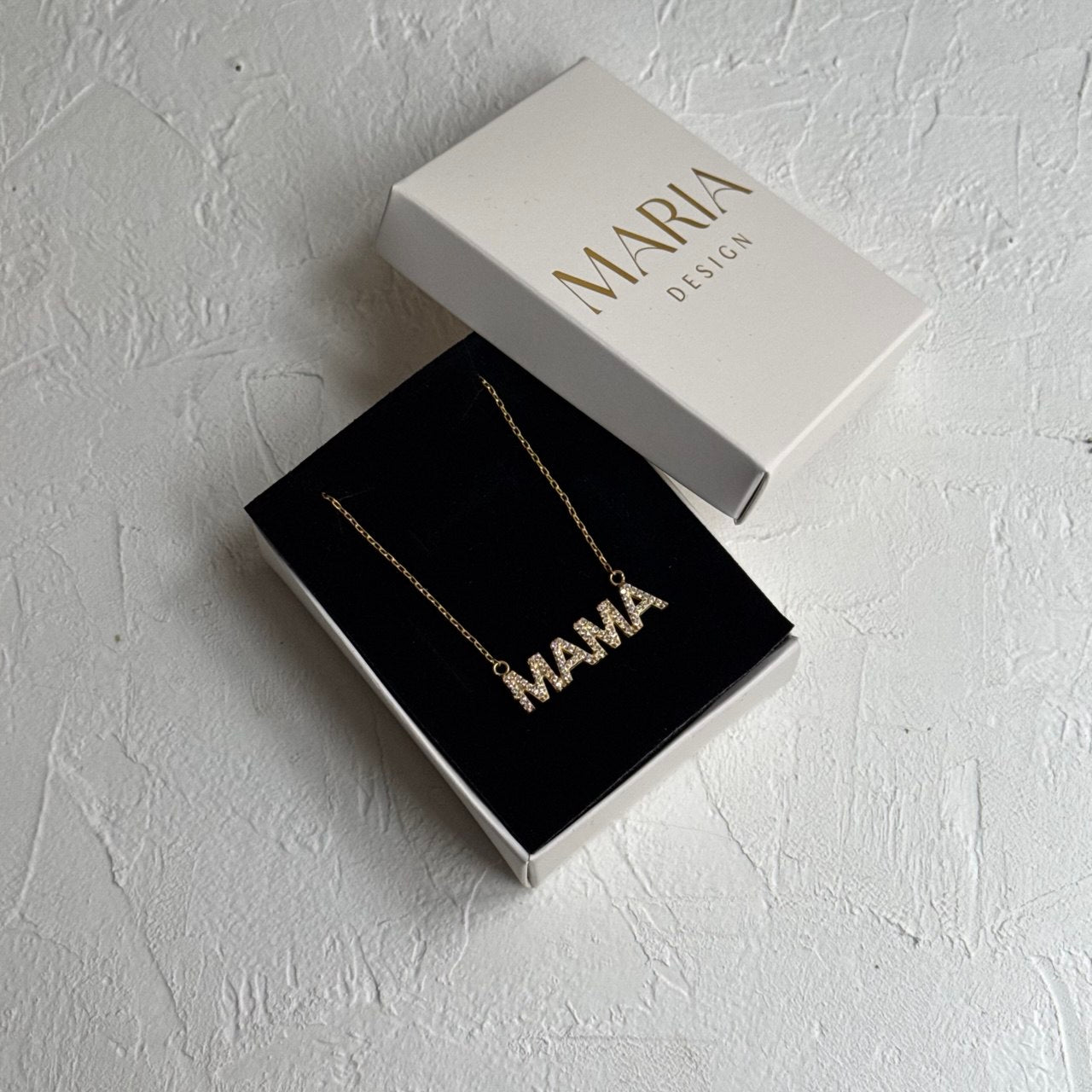 Taşlı Mama Yazılı Kolye / 925 Gümüş