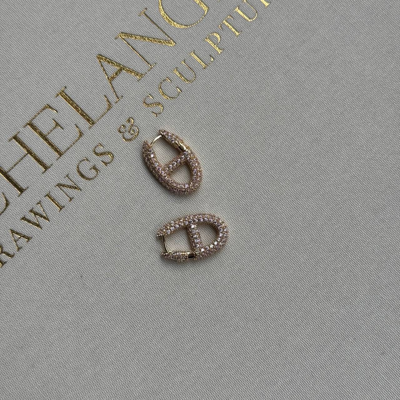 Taşlı Oval Küpe