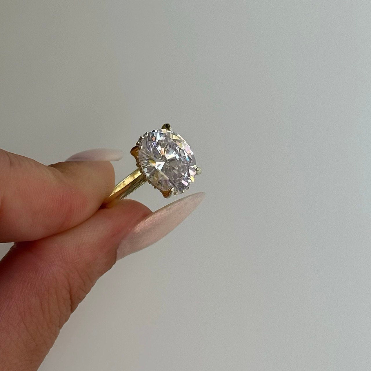 Oval Kristal Yüzük/ 925 Gümüş