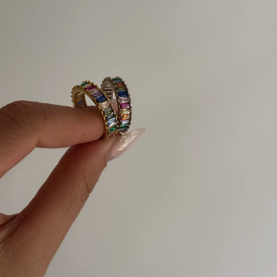 Renkli Mıx Baget Yüzük / 925 Gümüş