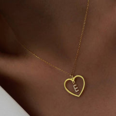 Zirkon Harf Kalp Kolye / 925 Gümüş