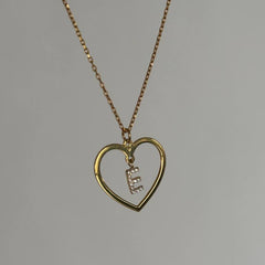 Zirkon Harf Kalp Kolye / 925 Gümüş