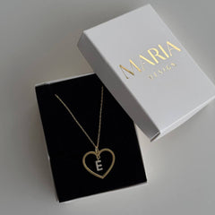 Zirkon Harf Kalp Kolye / 925 Gümüş