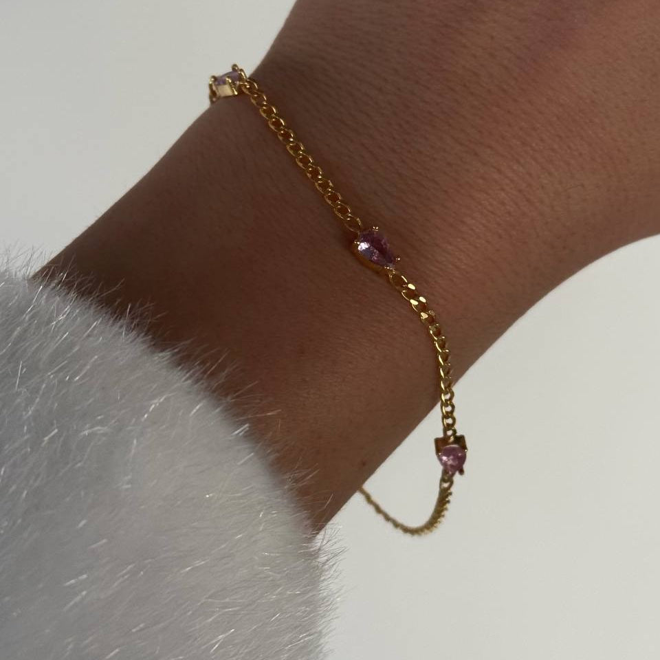 Pembe Damla Bileklik / 925 Gümüş