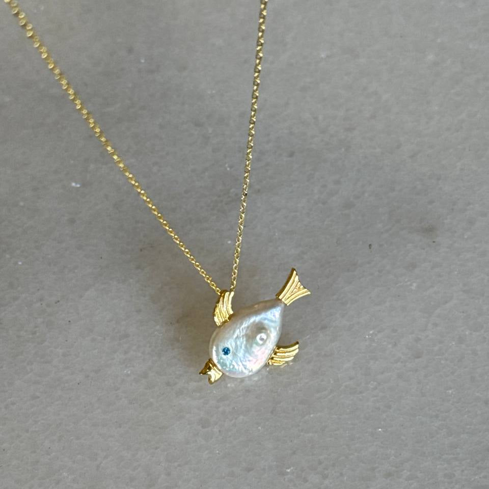 Sedef Balık Uç Kolye / 925 Gümüş