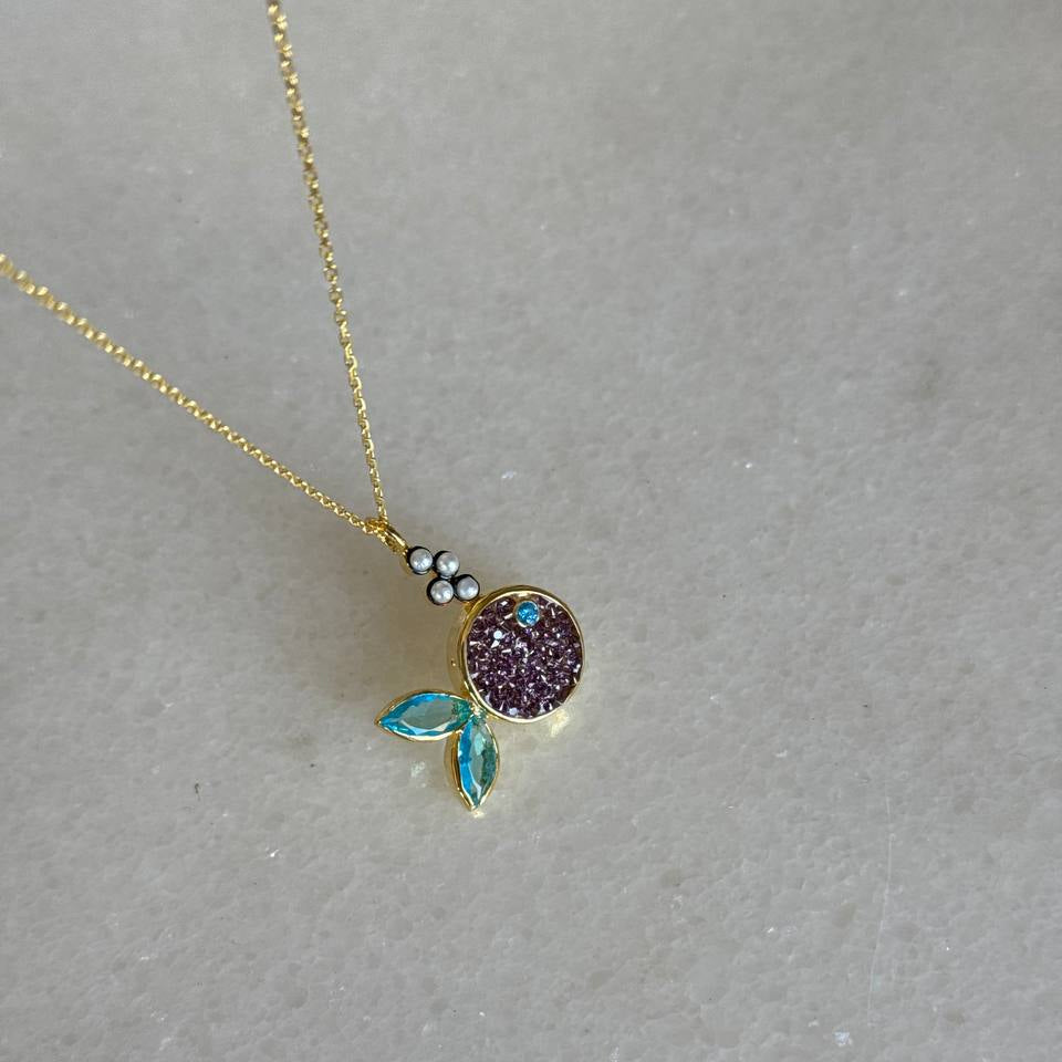 Taşlı Balık Kolye / 925 Gümüş