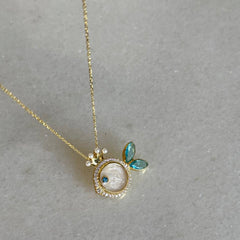 Taşlı Sedef Balık Kolye / 925 Gümüş