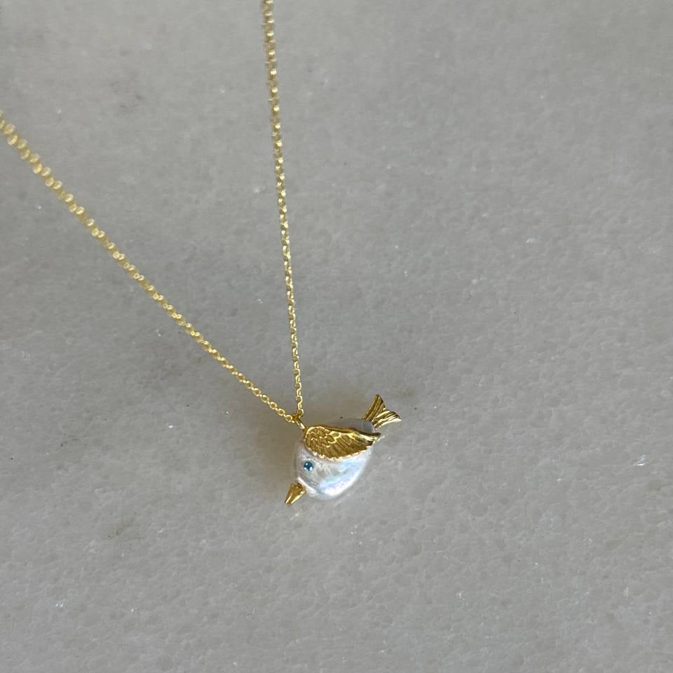 Sedefli Kuş Kolye / 925 Gümüş