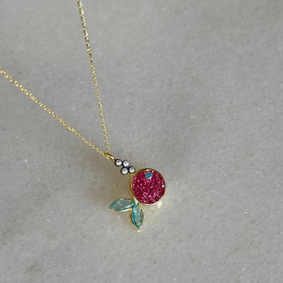 Taşlı Renkli Kolye / 925 Gümüş
