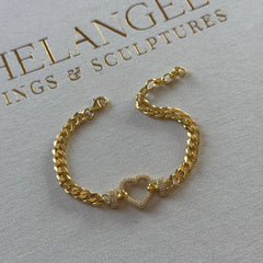 Taşlı Kalp Bileklik / 925 Gümüş