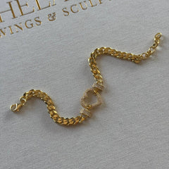 Taşlı Kalp Bileklik / 925 Gümüş