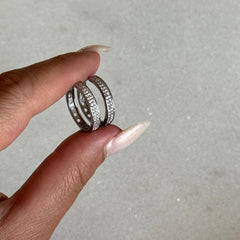 Taşlı Halka Küpe / 925 Gümüş