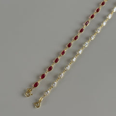 Bordo Kristal Bileklik / 925 Gümüş