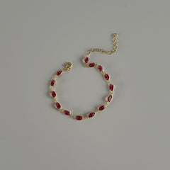 Bordo Kristal Bileklik / 925 Gümüş
