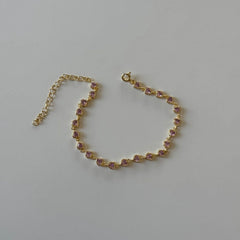 Kalpli Kristal Bileklik /925 Gümüş