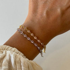 Kalpli Kristal Bileklik /925 Gümüş