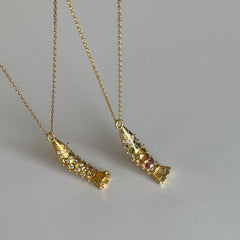 Kristal Taşlı Balık Kolye /925 Gümüş