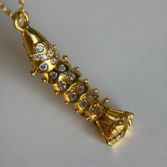 Kristal Taşlı Balık Kolye /925 Gümüş