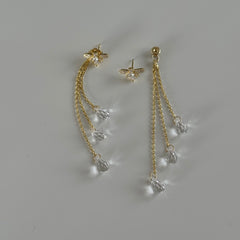 Arılı-Kristal Sallantılı Küpe/925 Gümüş