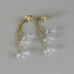 Arılı-Kristal Sallantılı Küpe/925 Gümüş